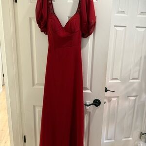 AZAZIE Bridesmaid Dress - Pomegranate Elegant Red Evening Gown